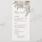  Modern beige & Off White Floral Wedding Menu メニュー (正面)