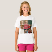 Modern beige Sage RED collage Christmas family Tシャツ (正面フル)