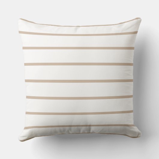 Modern Beige Simple Stripes Throw Pillow クッション (裏面)