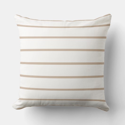 Modern Beige Simple Stripes Throw Pillow クッション (正面)