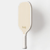 Modern Beige Stripes Custom Name Pickleball Paddle ピックルボールラケット (左)