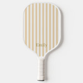 Modern Beige Stripes Custom Name Pickleball Paddle ピックルボールラケット (裏面)