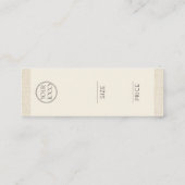 Modern Beige Textured Clothing Tag スキニー名刺 (裏面)