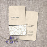 Modern Beige White Lace Pattern Interior Designer 名刺<br><div class="desc">Modern business card design with texture beige and white lace artwork background. 
Elegant and unique design. Perfect for interior designer,  event planner,  decorators.</div>