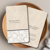 Modern Beige White Lace Pattern Interior Designer 名刺