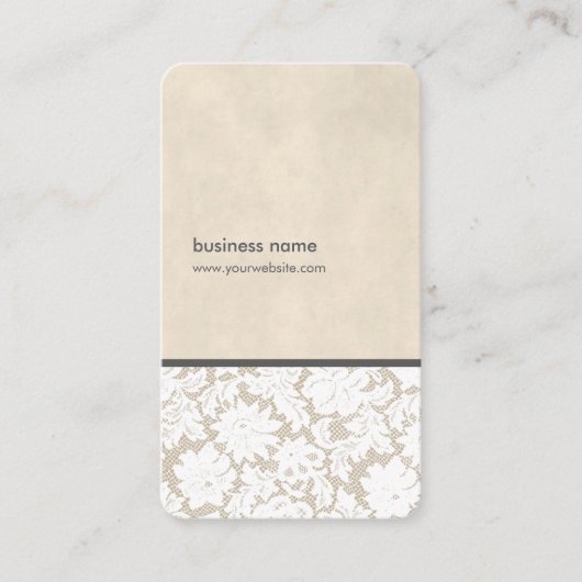 Modern Beige White Lace Pattern Interior Designer 名刺 (正面)
