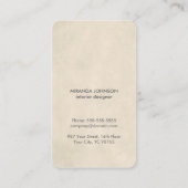 Modern Beige White Lace Pattern Interior Designer 名刺 (裏面)