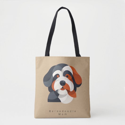 Modern Bernedoodle Mom Tote Bag - Geometric Tri-Co トートバッグ (正面)