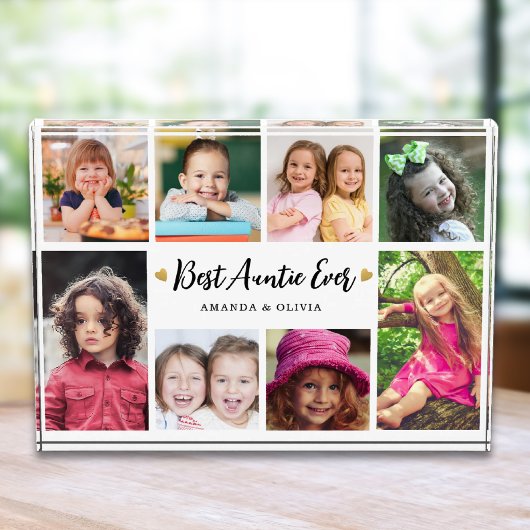 Modern Best Auntie Ever 8 Picture Collage Keepsake フォトブロック