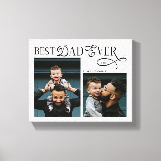 Modern Best Dad Ever 2枚の写真付き 父の日ギフト キャンバスプリント (正面)