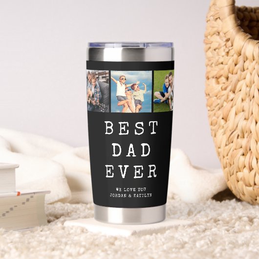 Modern BEST DAD EVER 3 Photos 保温保冷タンブラー (リビング (回転後))