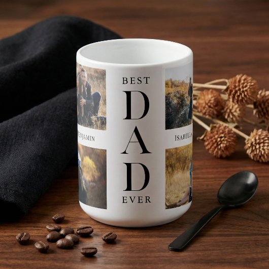 Modern Best Dad Ever Personalized Photo Collage コーヒーマグカップ