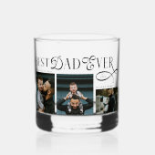 Modern Best Dad Ever Photo Collage Fathers Day ウイスキーグラス (正面)