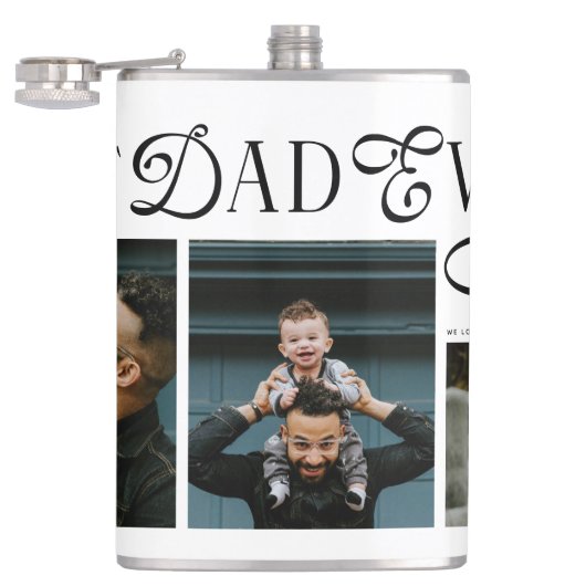 Modern Best Dad Ever Photo Heart Fathers Day Gifts フラスク (オープン)