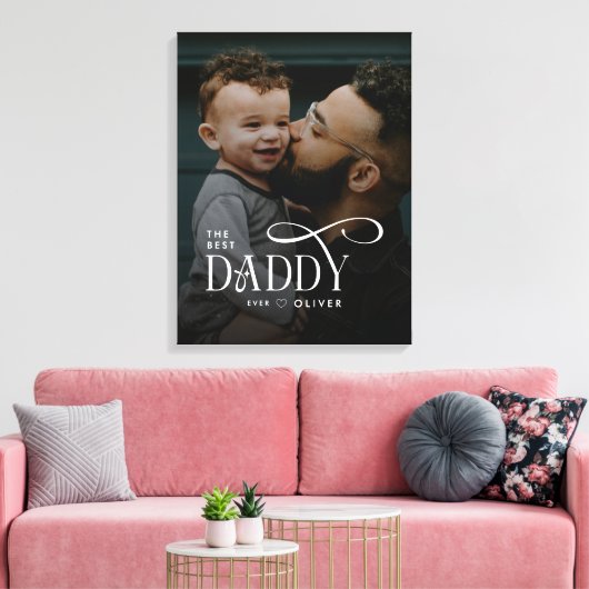 Modern Best Daddy Ever Photo Personalized Canvas キャンバスプリント (インサイチュ (リビング))