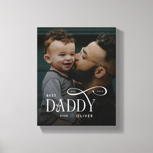 Modern Best Daddy Ever Photo Personalized Canvas キャンバスプリント (正面)