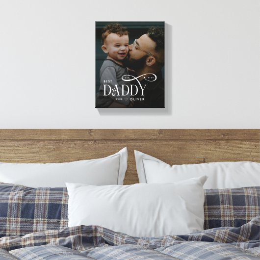 Modern Best Daddy Ever Photo Personalized Canvas キャンバスプリント (インサイチュ (寝室))