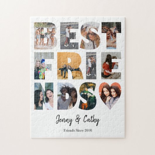 Modern Best Friends 12 Photo Collage Besties BFF ジグソーパズル (縦)
