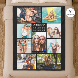 Modern BEST FRIENDS FOREVER フォトコラージュ 名前入り フリースブランケット