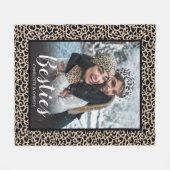 Modern Best Friends Leopard Print Photo フリースブランケット (正面(横))