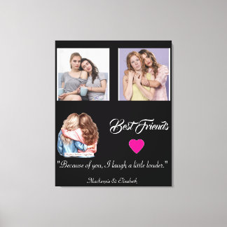 Modern Best Friends Photo Grid Keepsake Gift Plaqu キャンバスプリント