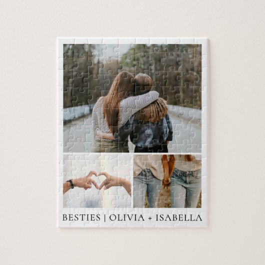 Modern Best Friends Simple Besties Photo Collage ジグソーパズル (縦)