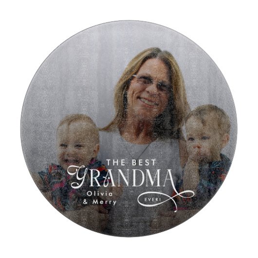 Modern Best Grandma Ever Photo Personalized カッティングボード (正面)