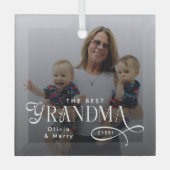 Modern Best Grandma Ever Photo Personalized ガラスオーナメント (正面)