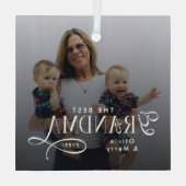 Modern Best Grandma Ever Photo Personalized ガラスオーナメント (裏面)