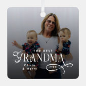 Modern Best Grandma Ever Photo Personalized メタルオーナメント (正面)