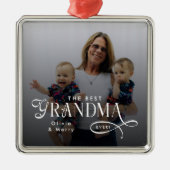 Modern Best Grandma Ever Photo Personalized メタルオーナメント (正面)