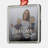 Modern Best Grandma Ever Photo Personalized メタルオーナメント (左)