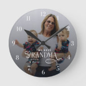 Modern Best Grandma Ever Photo Personalized ラウンド壁時計 (正面)