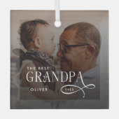 Modern Best GrandPa Ever Photo Personalized ガラスオーナメント (正面)