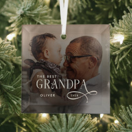 Modern Best GrandPa Ever Photo Personalized ガラスオーナメント
