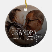 Modern Best GrandPa Ever Photo Personalized セラミックオーナメント (正面)