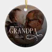 Modern Best GrandPa Ever Photo Personalized セラミックオーナメント (正面)