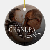 Modern Best GrandPa Ever Photo Personalized セラミックオーナメント (裏面)