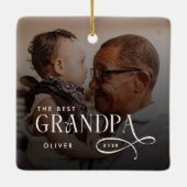 Modern Best GrandPa Ever Photo Personalized セラミックオーナメント (裏面)