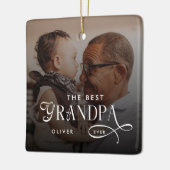 Modern Best GrandPa Ever Photo Personalized セラミックオーナメント (左)