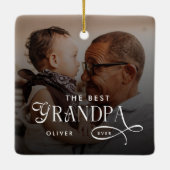 Modern Best GrandPa Ever Photo Personalized セラミックオーナメント (裏面)