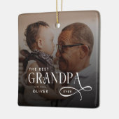 Modern Best GrandPa Ever Photo Personalized セラミックオーナメント (左)