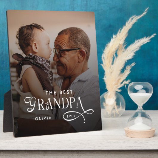 Modern Best GrandPa Ever Photo Personalized フォトプラーク (側面)