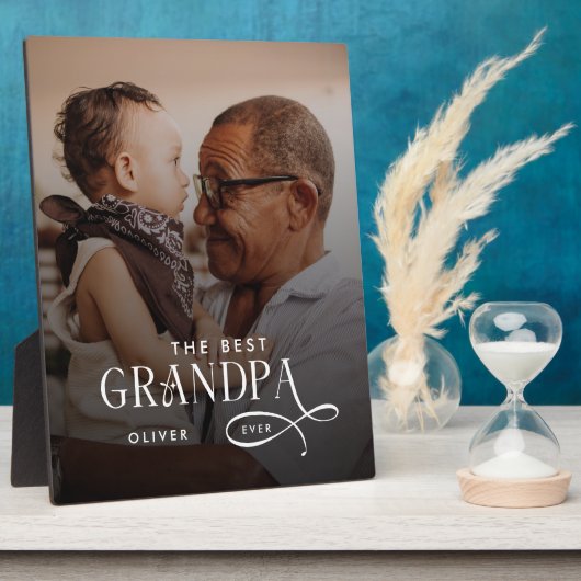 Modern Best GrandPa Ever Photo Personalized フォトプラーク (側面)