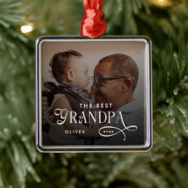 Modern Best GrandPa Ever Photo Personalized メタルオーナメント