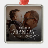Modern Best GrandPa Ever Photo Personalized メタルオーナメント (正面)