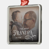 Modern Best GrandPa Ever Photo Personalized メタルオーナメント (左)