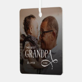 Modern Best GrandPa Ever Photo Personalized メタルオーナメント (正面左)