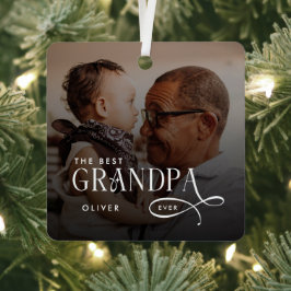 Modern Best GrandPa Ever Photo Personalized メタルオーナメント