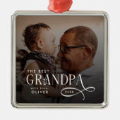 Modern Best GrandPa Ever Photo Personalized メタルオーナメント (正面)